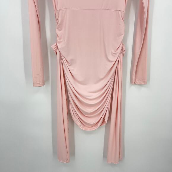 LIONESS | NWT Glory Mini Dress in Blush Pink Long Sleeve Boat Neck Jersey S - Picture 10 of 13